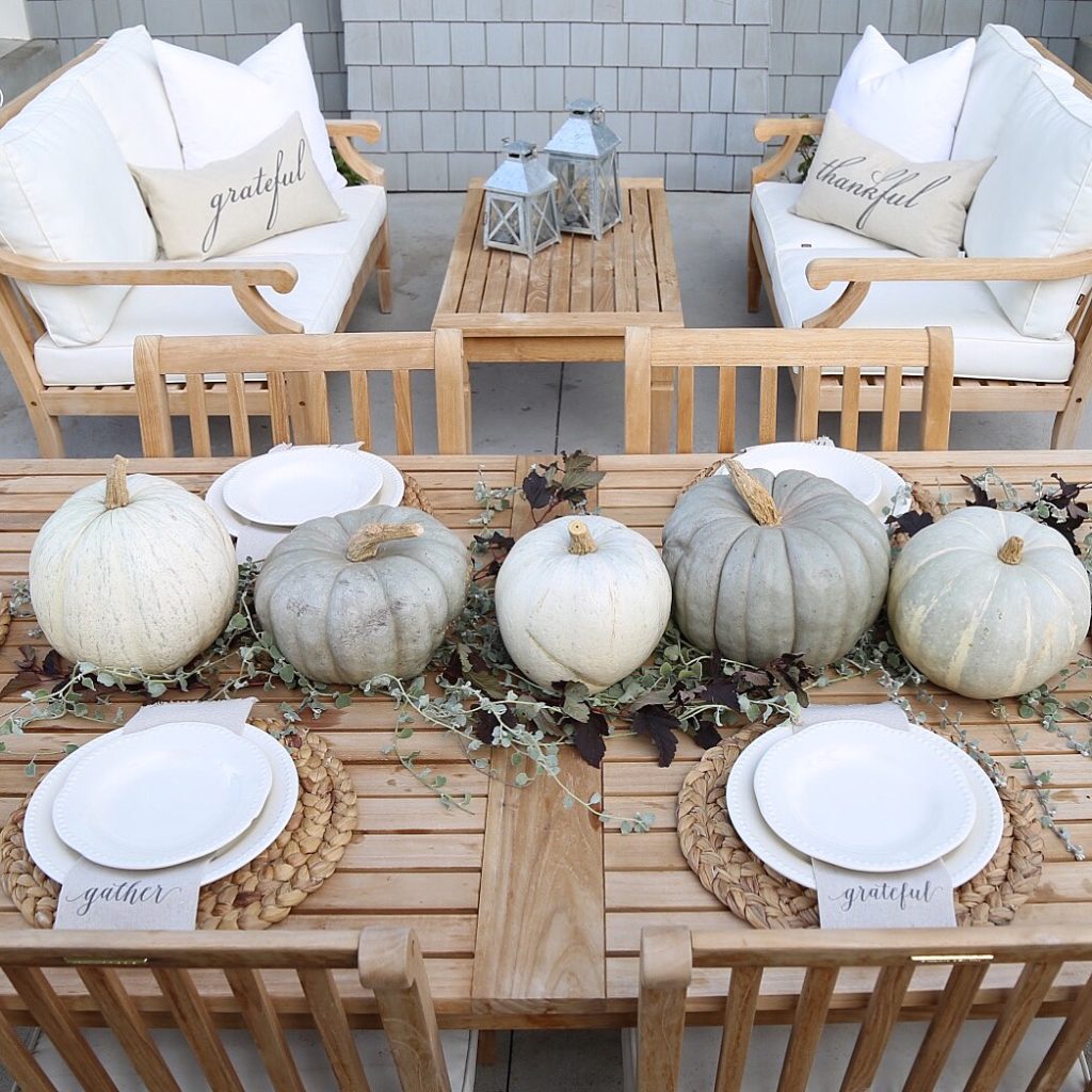Neutral Fall Outdoor Tablescape - Cape Cod Farmhouse - Cambridge Home Company