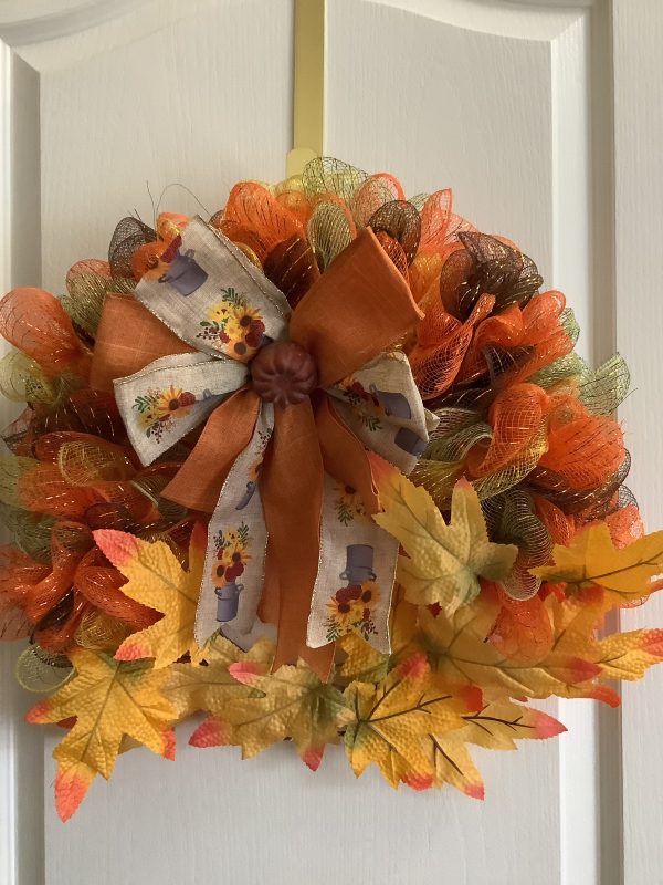 Orangey Deco Mesh Fall Wreath – Angella's Lifestyle Store
