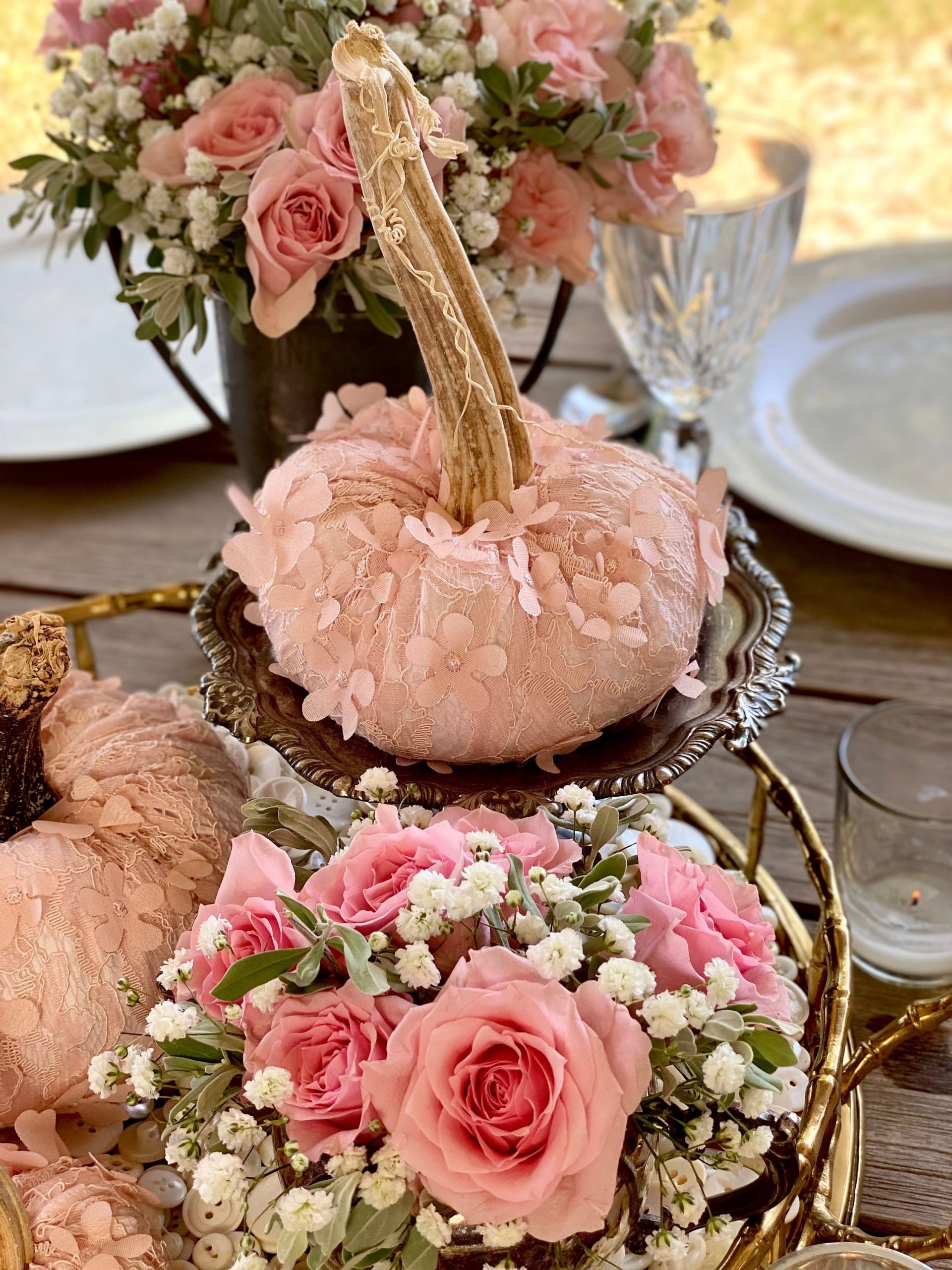 Pink Pumpkin Arrangement