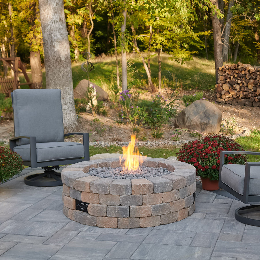 Shop Bronson Block Round Gas Fire Pit Kit By The Outdoor Great Room | Classic Patio