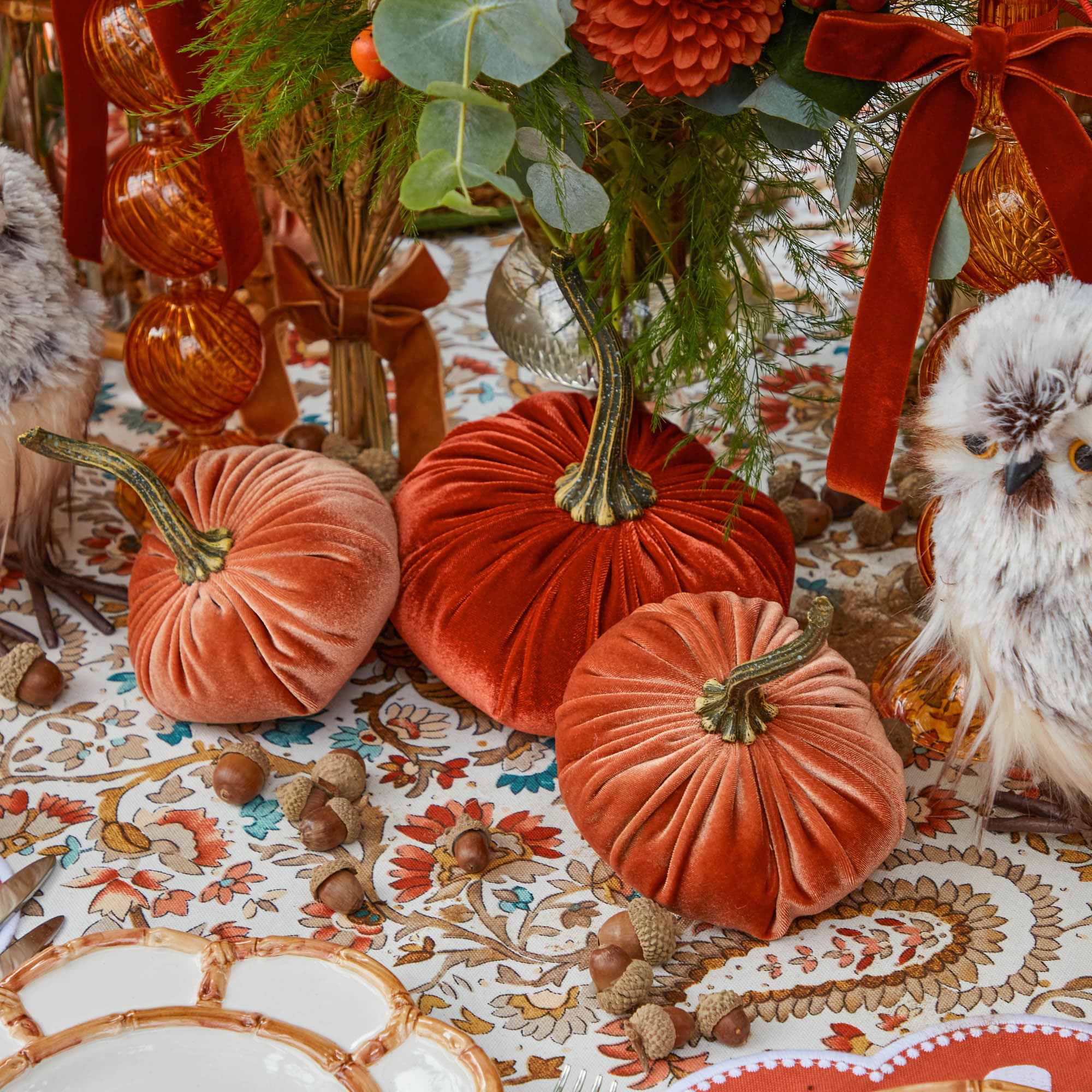 Velvet Fall Pumpkins Harvest Velvet Pumpkins, Set Of – Gump's