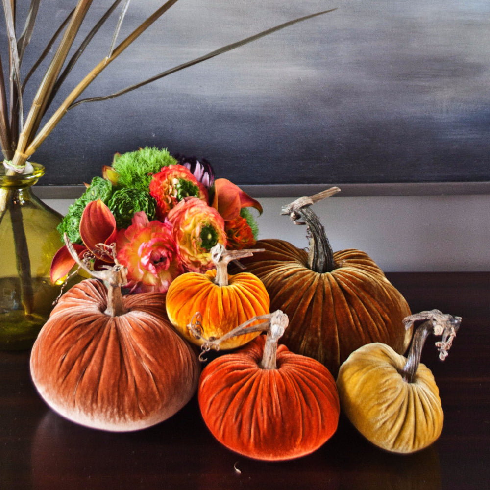 Velvet Pumpkin Arrangements Decorative Velvet Pumpkins Thanksgiving Fall Decor – Plush Pumpkin