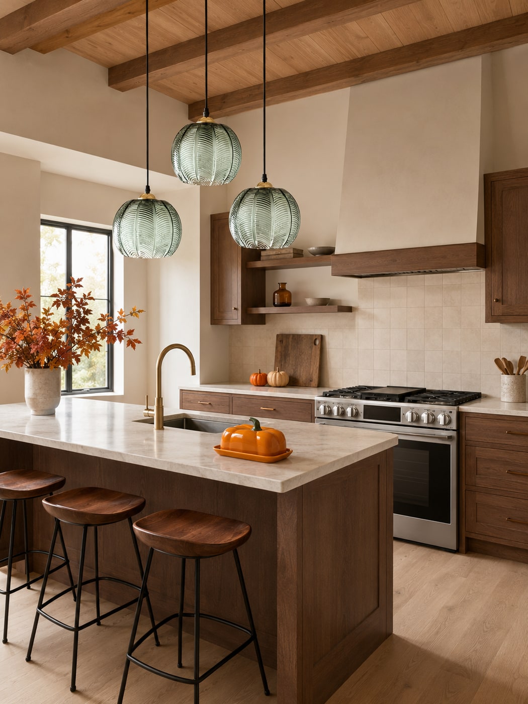 Warm Fall Decor Kitchen with Wood, Orange & - Ashton Bloom