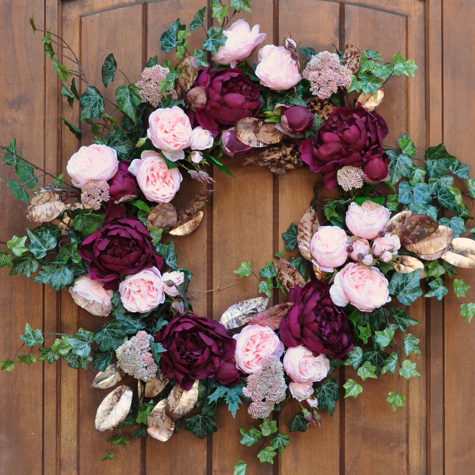 Wreath With Burgundy Flowers Moody Burgundy Fall Halloween Wreath With Black Velvet Bow – Darling Grape