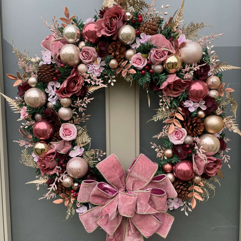 Wreath With Burgundy Flowers Moody Burgundy Fall Halloween Wreath With Black Velvet Bow – Darling Grape