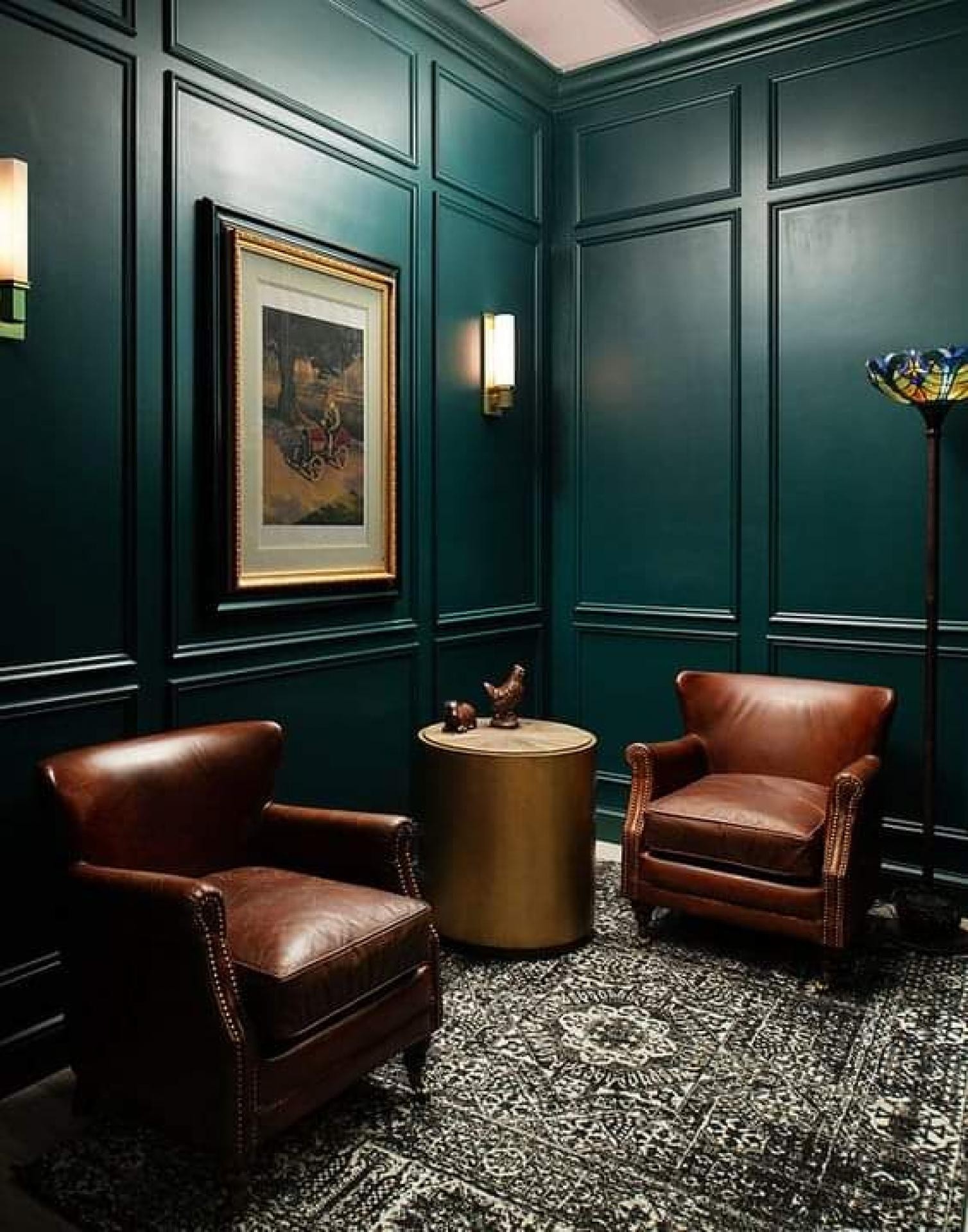Dark Teal Classic Wall Paneling Design | Polure