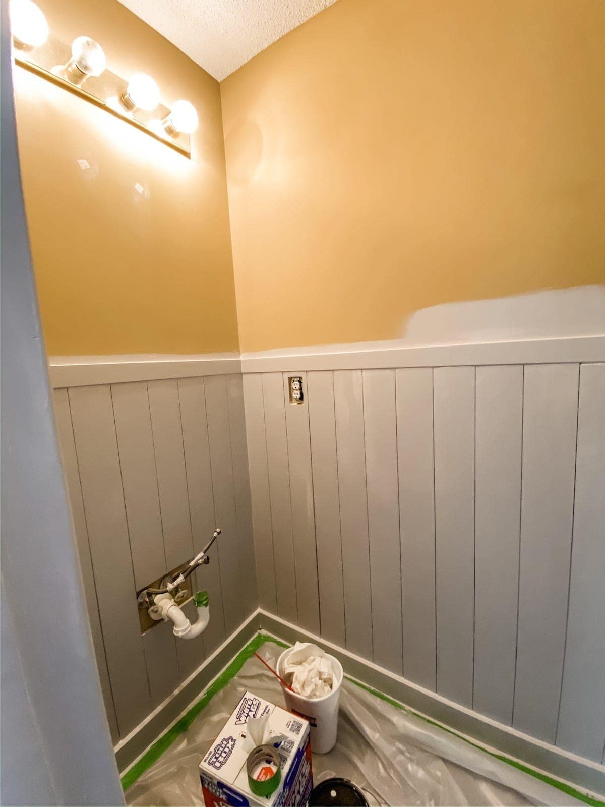 Easy DIY Vertical Shiplap Wainscoting in a Bathroom - Bless'er House