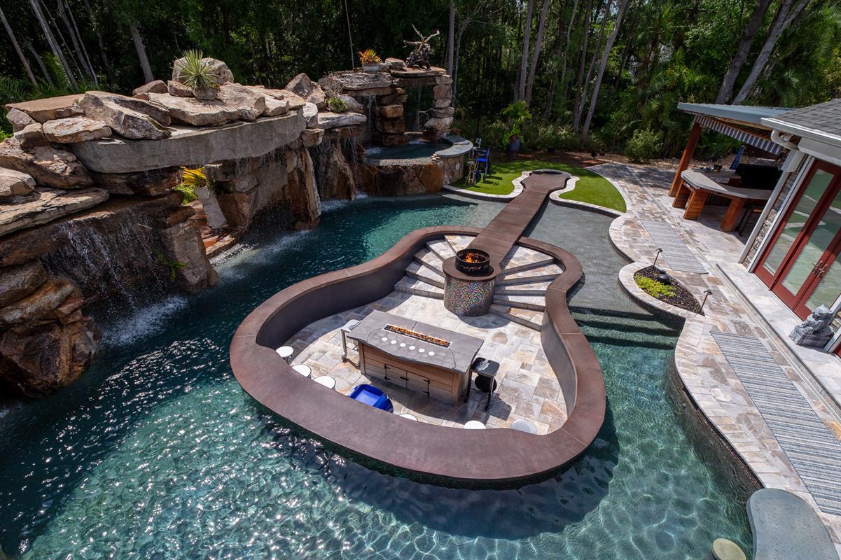 Guitar Pool Design - Lucas Lagoons Design Pool Designer