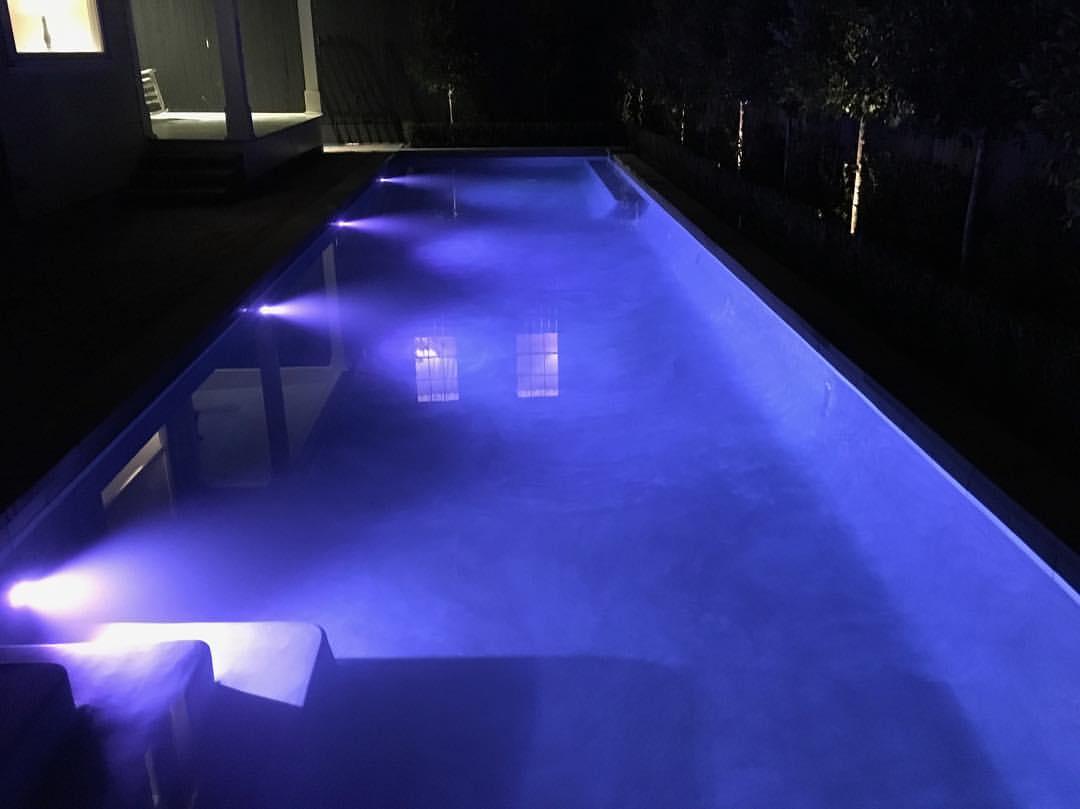 LED lap pool color lighting - Crystal Pools and Spas