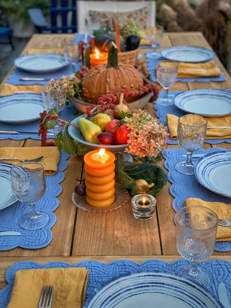 Tablescape Outdoor Dining Table Decorating Ideas An Outdoor Harvest Table Set With Fall's Bounty Molly In Maine