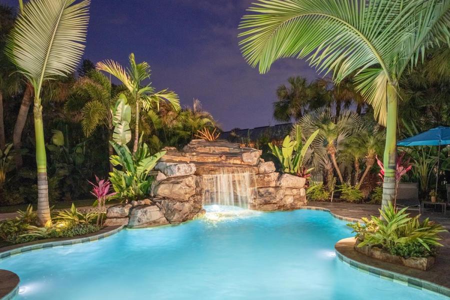 Tampa Small Tropical Pool With Large Grotto - Lucas Lagoons Design Pool Designer
