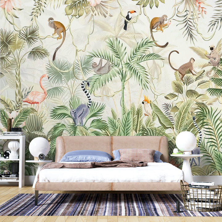 Tropical Jungle Safari Animal Wallpaper - Jungle Life – My Walls My Way, Removable Wallpaper, Wall Murals, Wall Decals