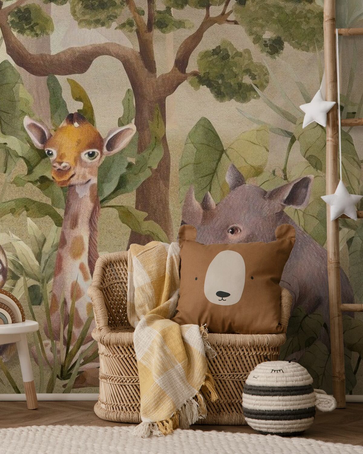 Wall Mural - Baby Animals in the Forest - Kids / Children - Animals - Nature - Kids Room - Paste-the-wall or peel and stick