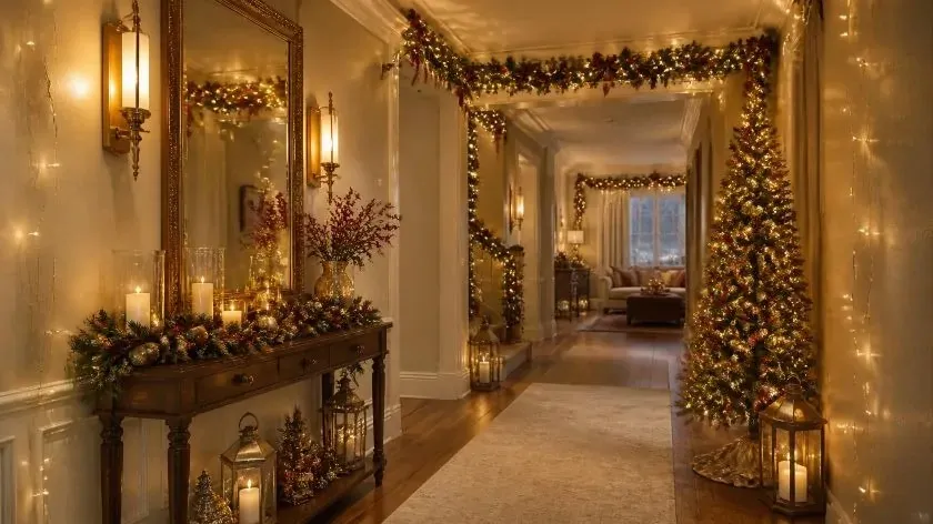 11 Stunning Christmas Hallway Decor Ideas for Home & School: Festive  Lights, Entryway Decorations, Trees, Tables & More