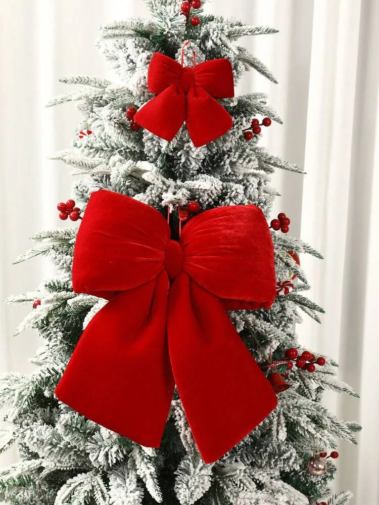 1/2pcs Christmas Tree Decorative Bows, Christmas Tree Hanging Ornaments, Holiday Gift Bows, Winter Decor, For Holiday Wreaths, Christmas Decorations, Hair Accessories, Suitable For Rustic Crafts, ..