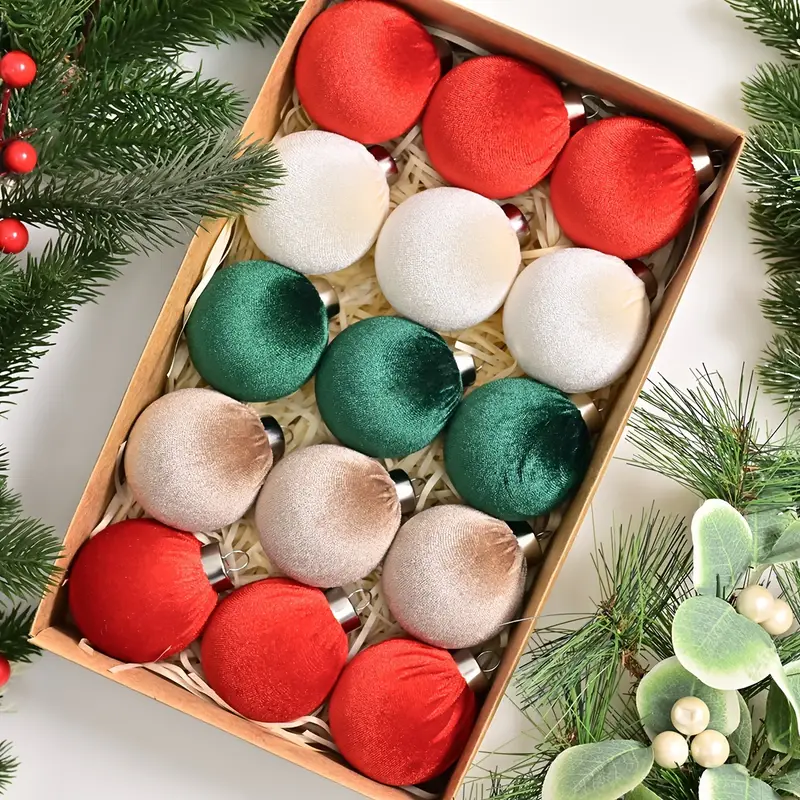 15pcs box velvet fabric christmas ornaments contemporary - Temu Canada