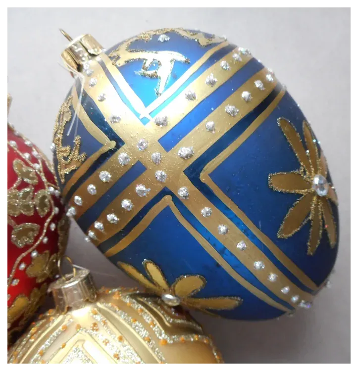 1990s Santa's Best 3 Large Jeweled Eggs Glass Christmas Tree Ornaments. For  Sale at Ruby Lane