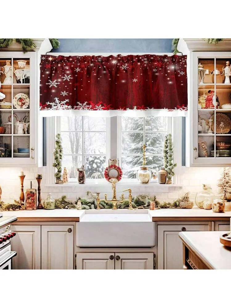 1pc Holiday Red Curtain Valance - Rod Pocket Style, Suitable For Living  Room, Kitchen Holiday Decor - 52*18 Inches, Cabinet Cafe Home Decor, Easy  To Install, Essential Christmas Decoration, Room Dec