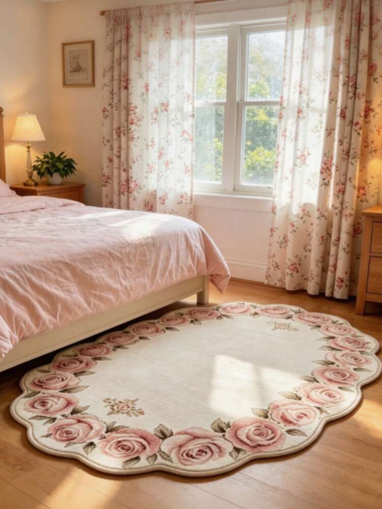 1pc Pink Floral Carpet, Cute, Cozy, Thickened Carpet, Thick Carpet, Furry  Carpet, Autumn/Winter Carpet, Thickened Carpet, Decorative Carpet, Bedroom  Decor, Small Carpet, Carpet, Home Decor, Living R