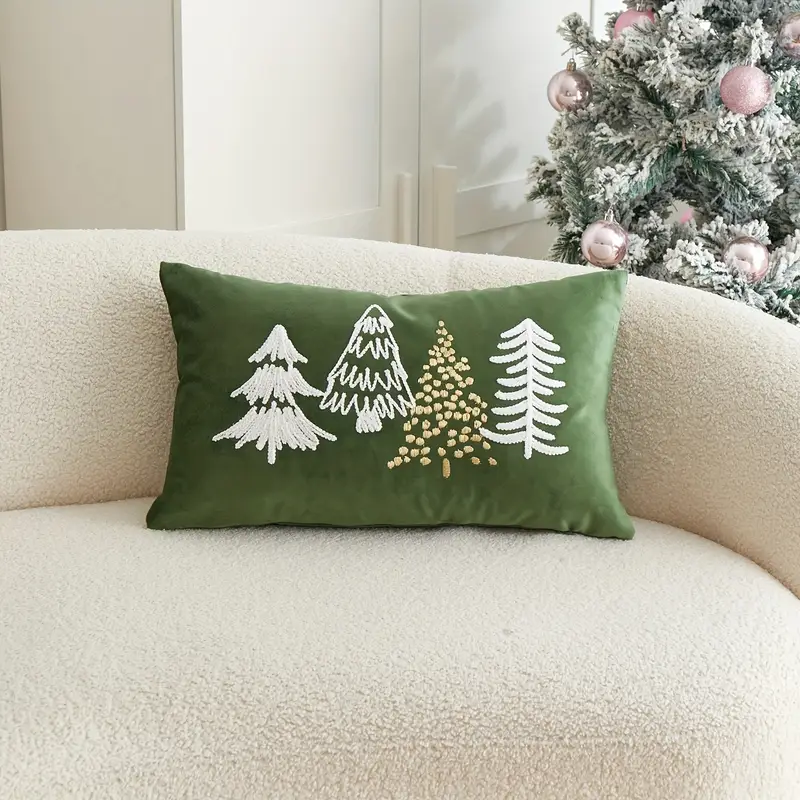 1pc velvet christmas pillowcase christmas tree throw pillow - Temu