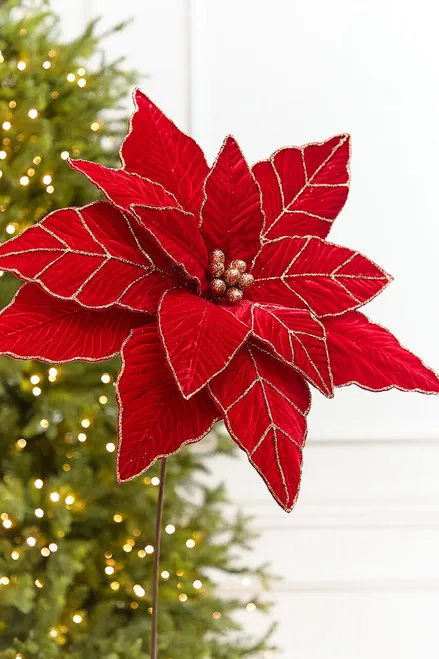 20' x 21” Giant Red Velvet Poinsettia Stem