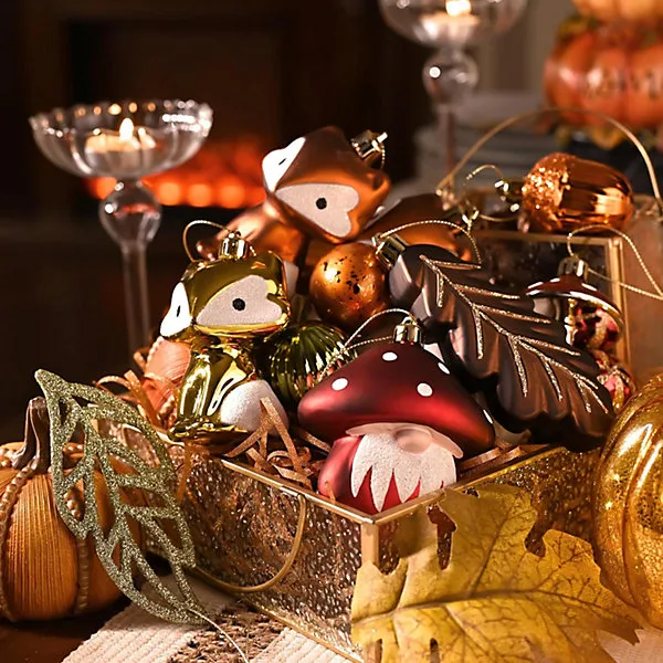 24pcs Autumn Decorations, Halloween Tree baubles for Home Decor, Variaty  Shatterproof Set with Gnomes for Harvest