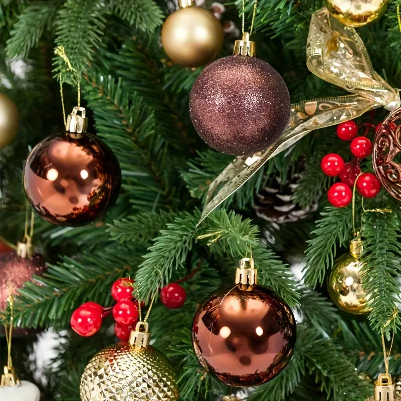 24pcs brown plastic christmas tree ornaments glitter sequin - Temu United  Kingdom