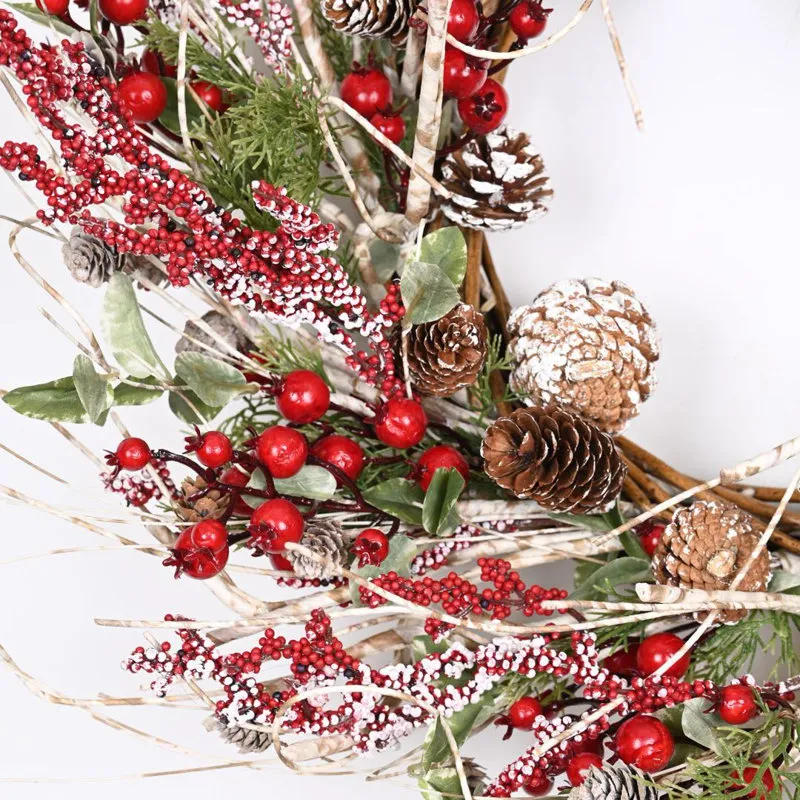 26' Farmhouse Berry Pine Winter Christmas Birch Wreath for Front Door The Holiday Aisle