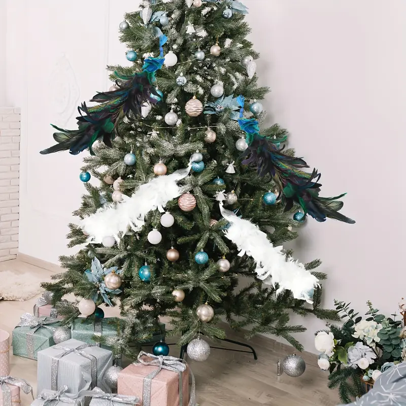 2pcs New Christmas Decorations Christmas Tree Ornaments Simulation  Long-Tailed * Peacock Natural Feather Crafts * Wedding Gift Decoration