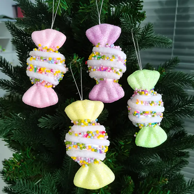 2pcs Simulation Christmas Tree Pendant, 4-inch Macaroon * Home Decoration  in Autumn and Winter, Christmas Tree Wreath DIY Crafts Ornaments,  Christmas, Halloween, New Year Wedding Dress.