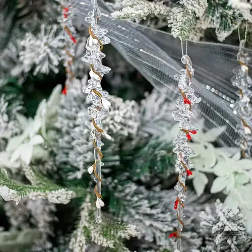 36pcs acrylic icicle ornaments, pink christmas decor, rustic tree topper hanging, elegant & aesthetic, battery-free, for home & kitchen holiday decor | | Temu