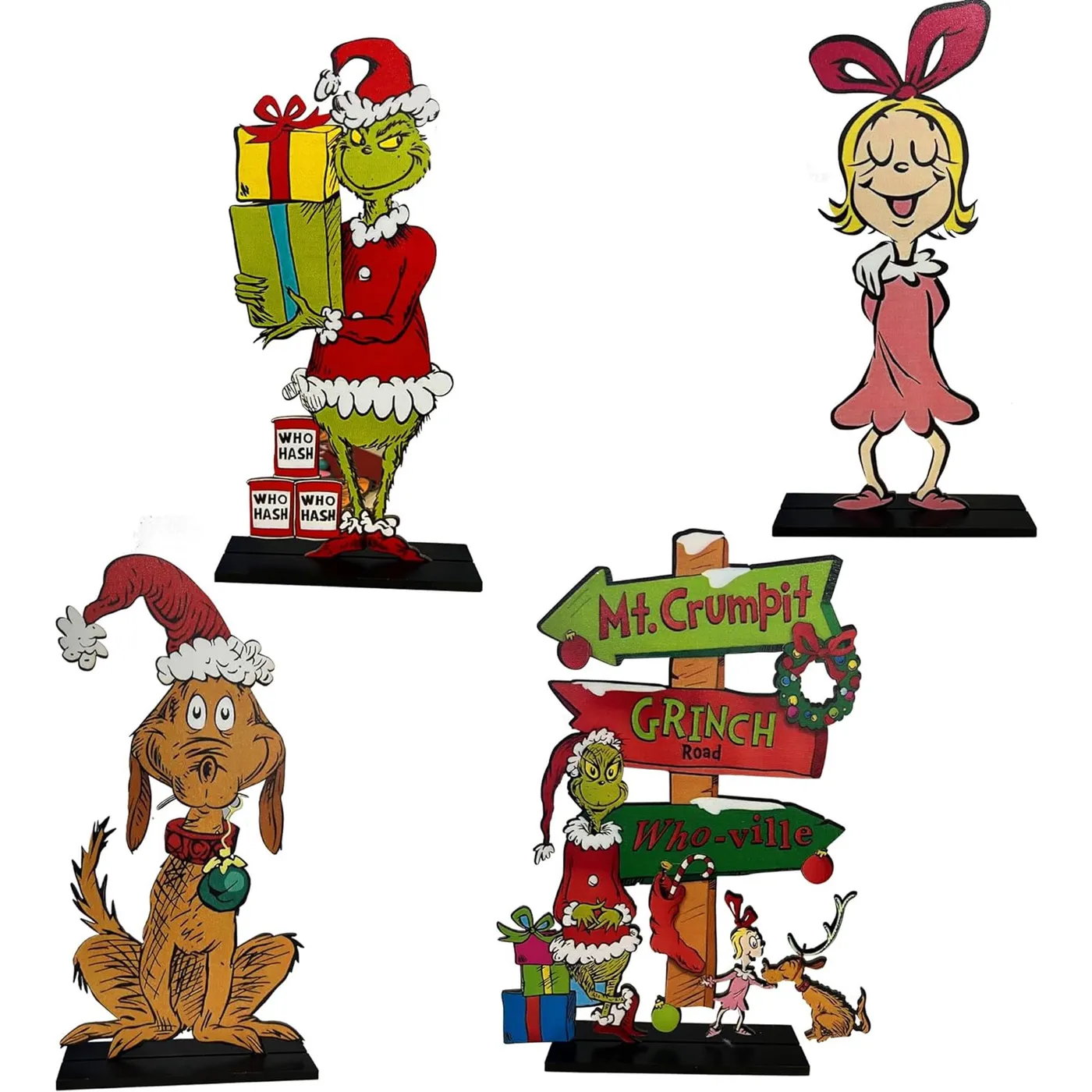 4 Pcs Christmas Grinch Centerpiece Wooden Christmas Centerpieces Set Christmas Grinch Table Decorations for Christmas Holidays Party Supplies - Walmart.ca