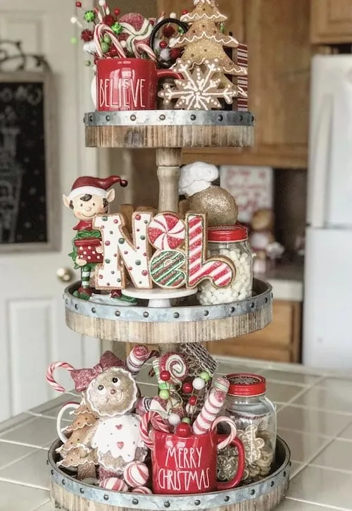 40 Tiered Tray Christmas Decor Ideas - Prudent Penny Pincher