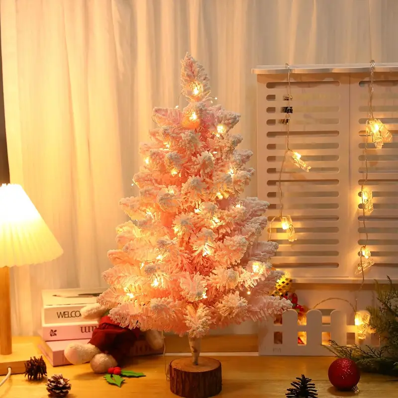 45 60 75cm pink flocked artificial christmas tree led lights - Temu South Africa