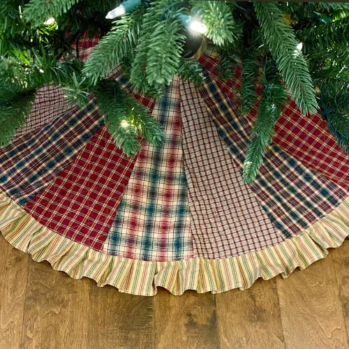 48' Vintage Christmas Quilted Homespun Plaid Tree Skirt by Marilee Home -  Jubilee Fabric