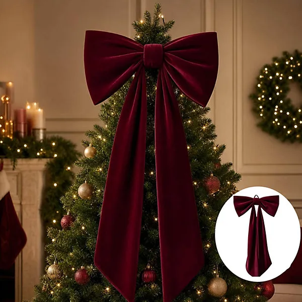 48in Oversized Giant Burgundy Bow, Gothic Hanging Decor for Halloween,  Mantel, Wall, Christmas Tree Topper &