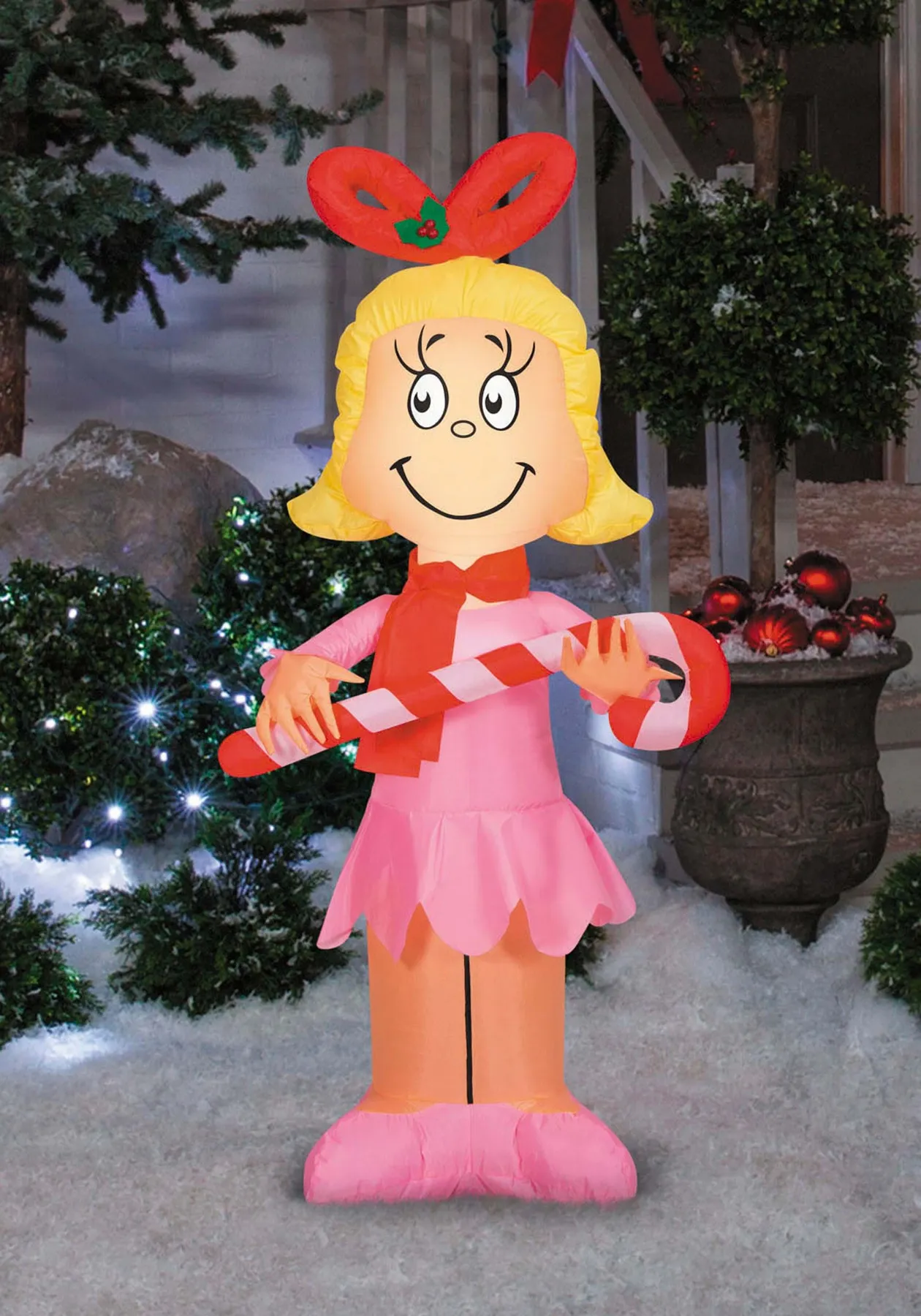 4FT Cindy Lou Who with Candy Cane Inflatable Decoration Cindy Lou Who The Grinch Xmas Inflatable