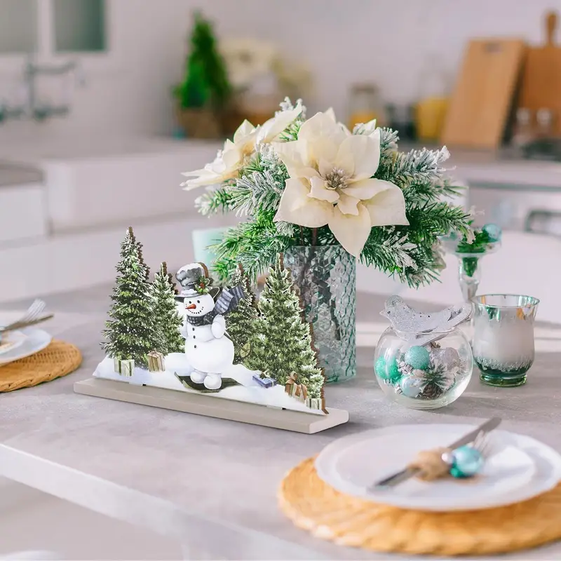 5pcs vintage christmas table setting set joy sign snowman - Temu Mauritius