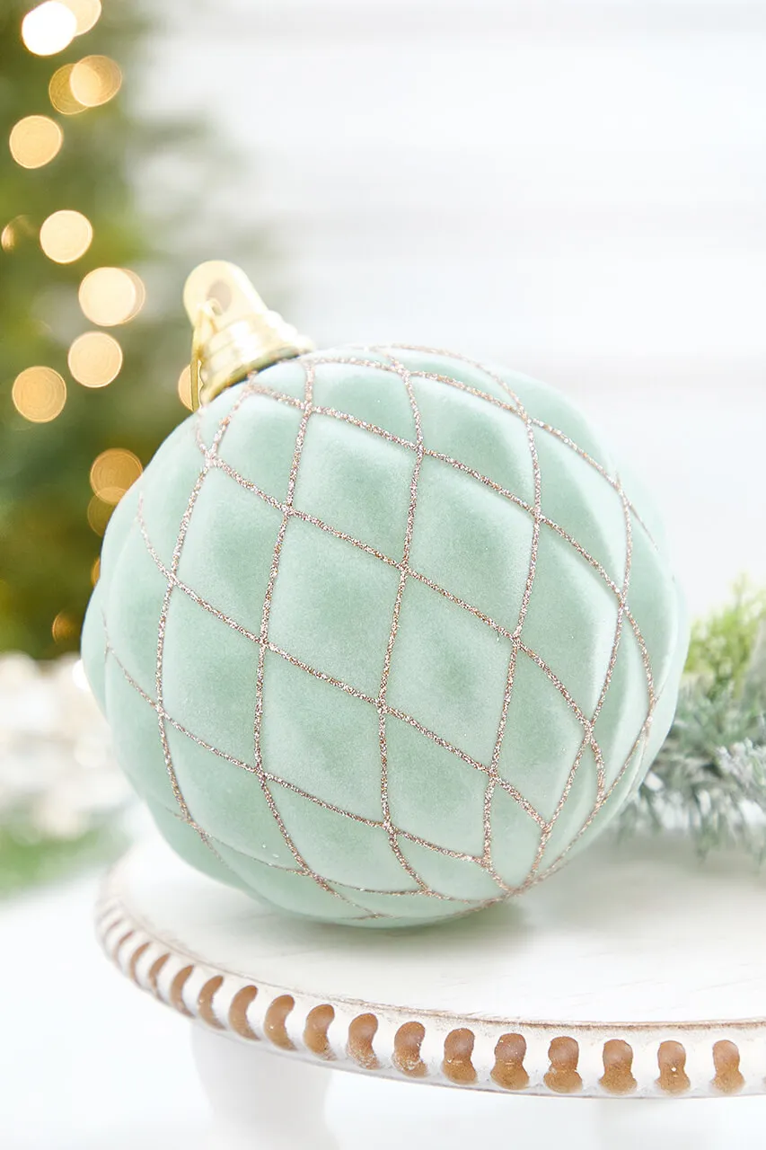 6' Flocked Ball Ornament - Green Gold - Decorator's Warehouse