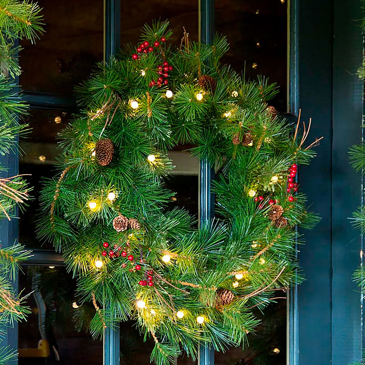 60 inch Prelit Large Christmas Wreath for Front Door & Outdoor Display  Outdoor Holiday Pine Wreath