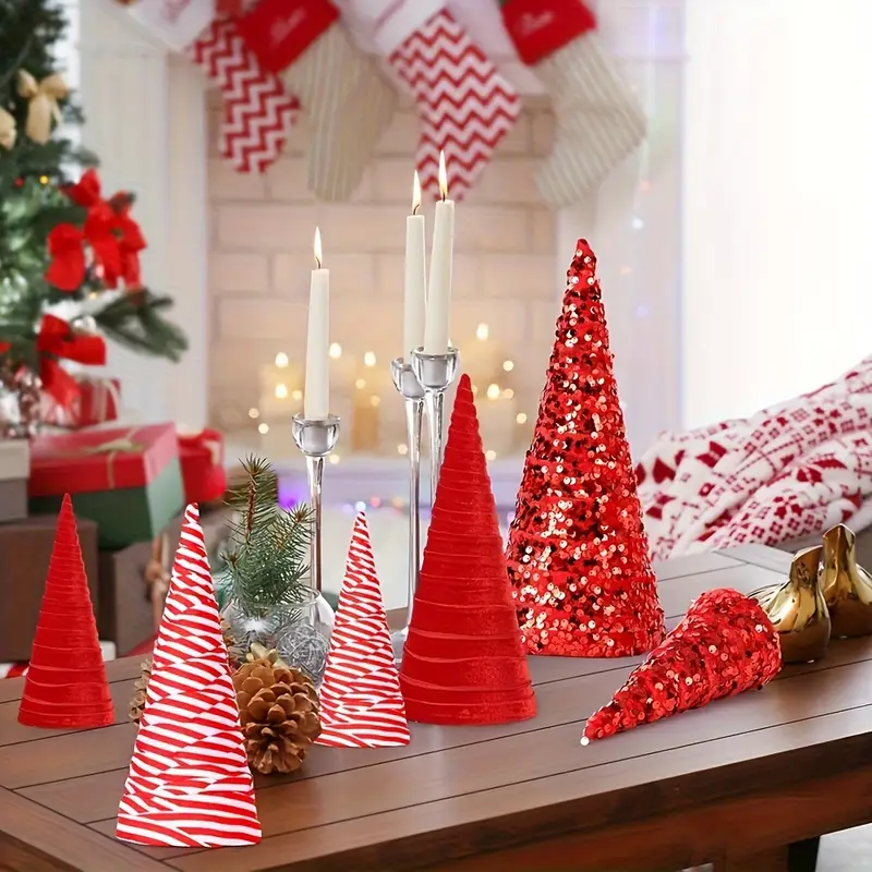 6pcs 12 10 6 christmas cone tree decorations christmas - Temu Brazil
