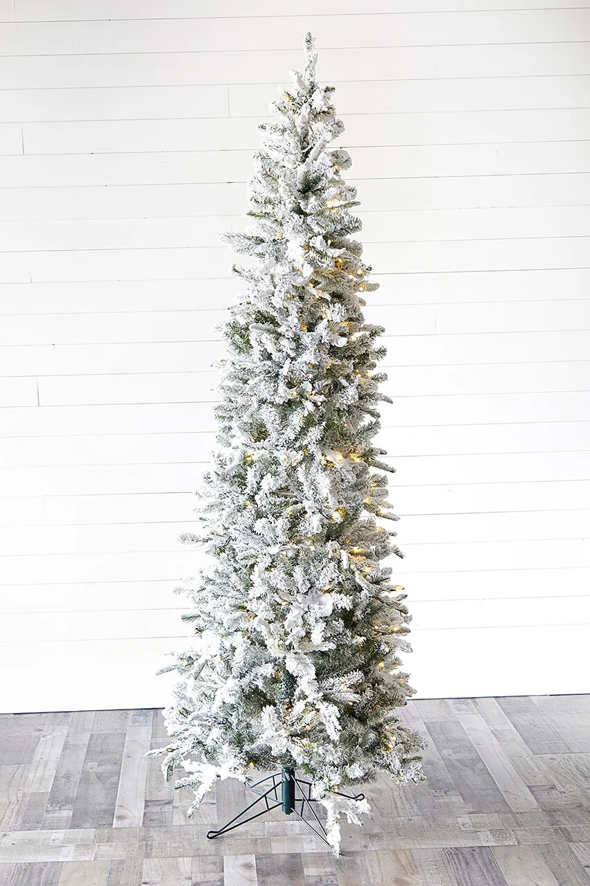 7.5' Snowcrest Pencil Pine Artificial Christmas Tree with 500 Color-Changing Lights
