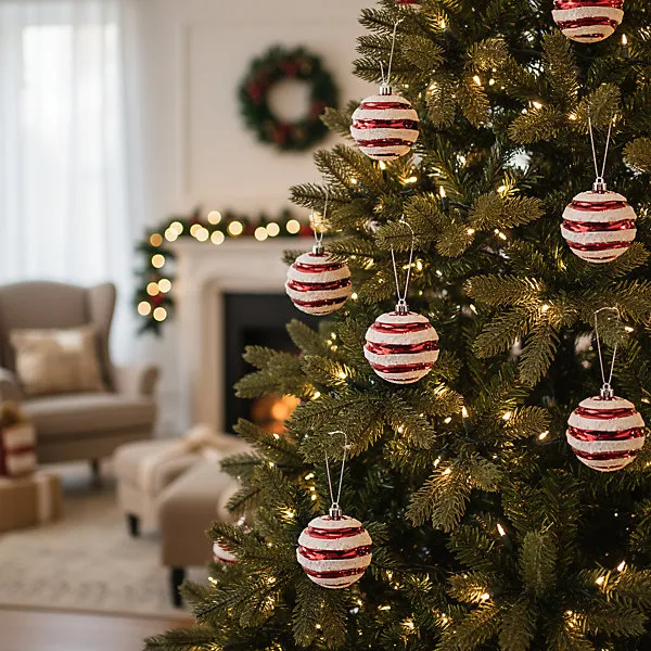 8 Pack Hanging Candy Cane Stripe Decoration