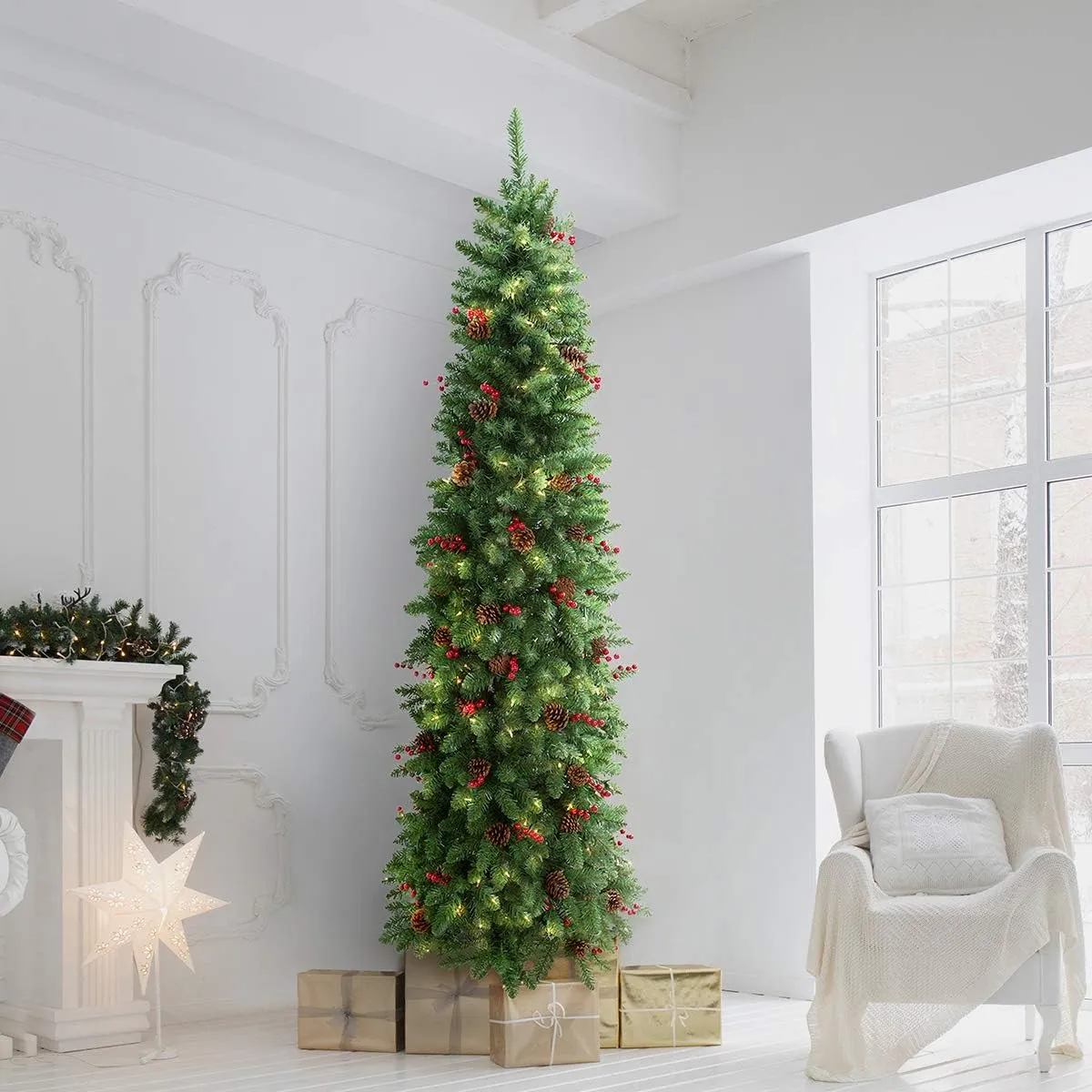 9FT Pre-lit Slim Tall Artificial Christmas Pine Tree El Salvador | Ubuy