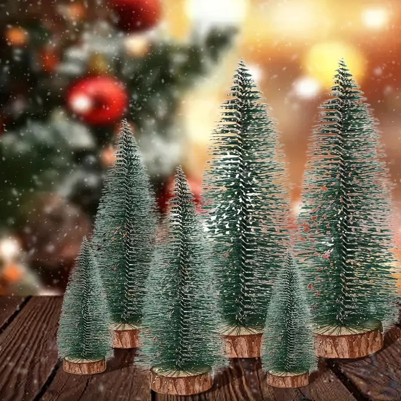 a set 6 mini christmas tree decorations festive tabletop - Temu