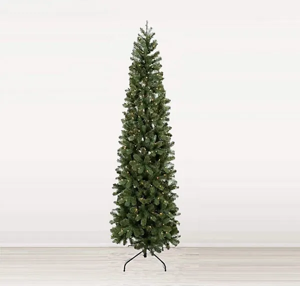 Abaseen 6FT Green Pre-Lit Pencil Slim Artificial Christmas Tree 170LEDs, Xmas Tree with 555 Tips