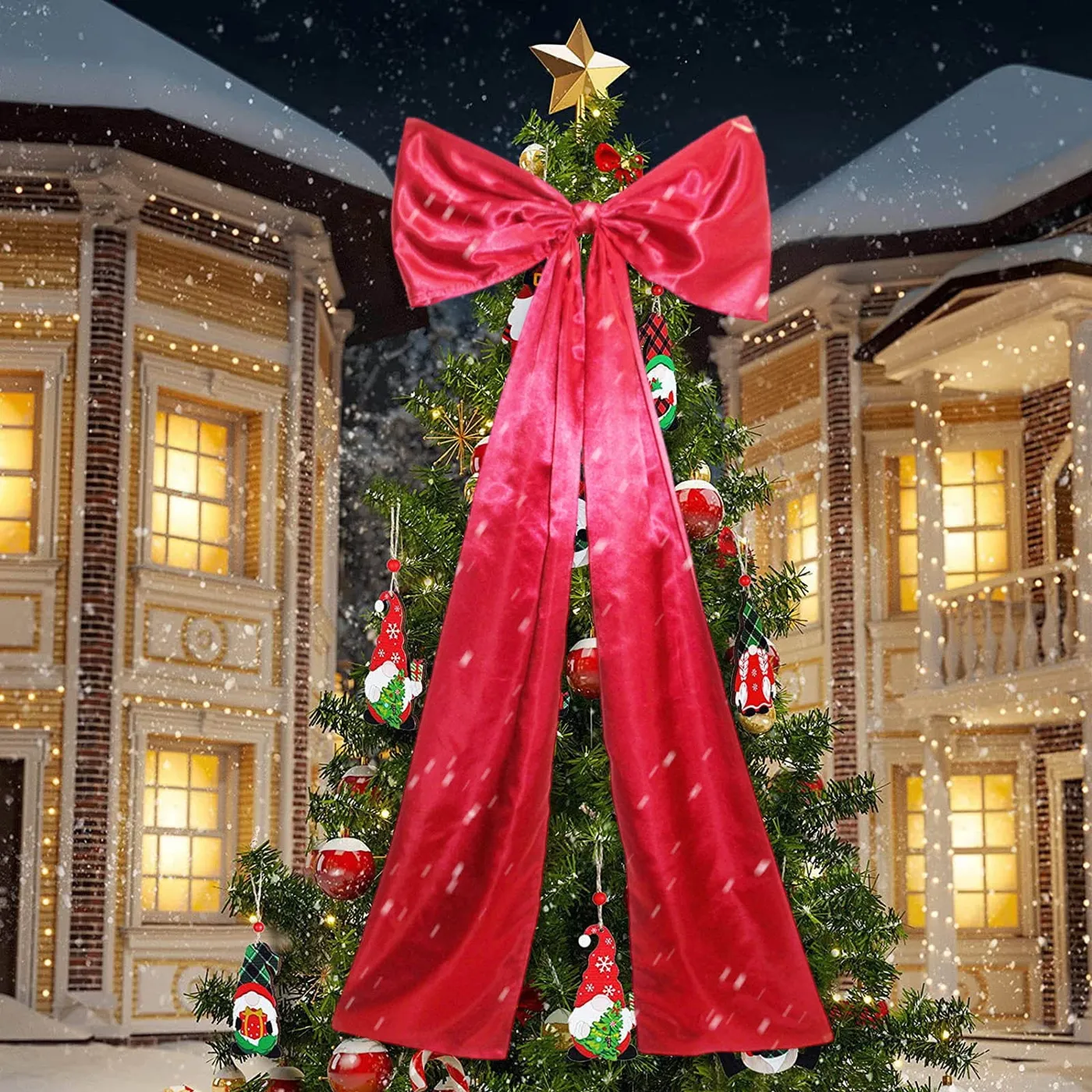 Ampiyan Extra Large 120cm Red Satin Bow Christmas Tree Topper with 1.2M Long Streamers - Polyester Holiday Decoration for Home, Party, Hotel & Club - Walmart.ca