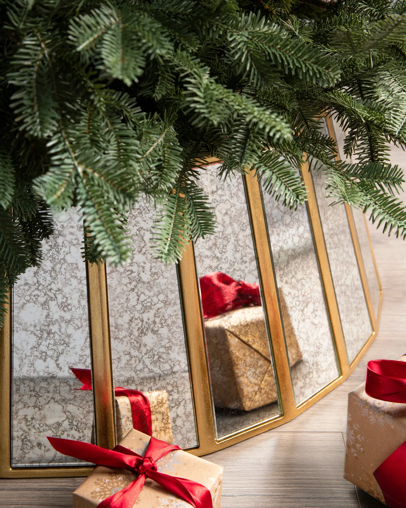Antiqued Mirror Christmas Tree Collars | Balsam Hill