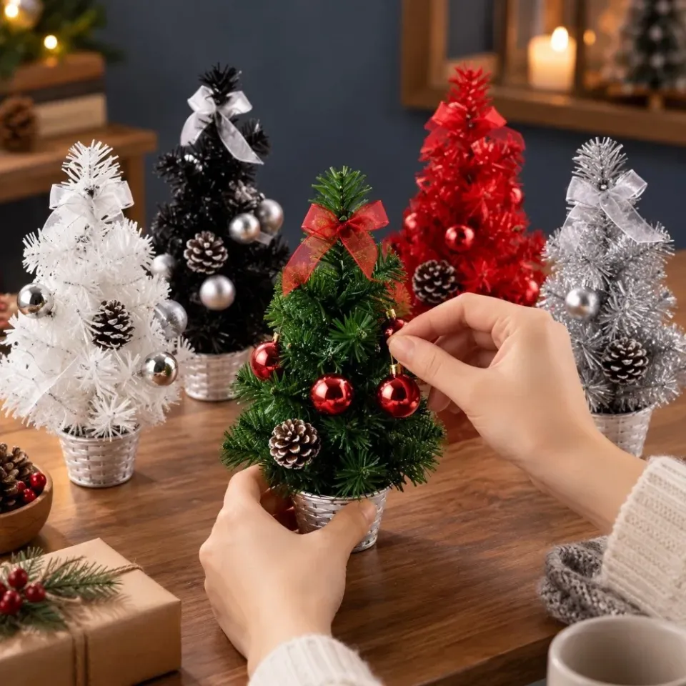 BIMI Mini Christmas Tree 5Colors 15cm Home Bedroom Party Decorations High  Quality with Balls Bows Year Gift Artificial Tree | Lazada Singapore