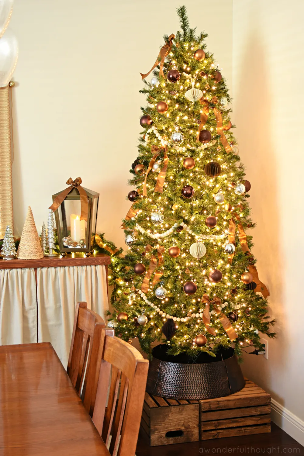 Brown Christmas Tree with bronze accents - A Wonderful Thought